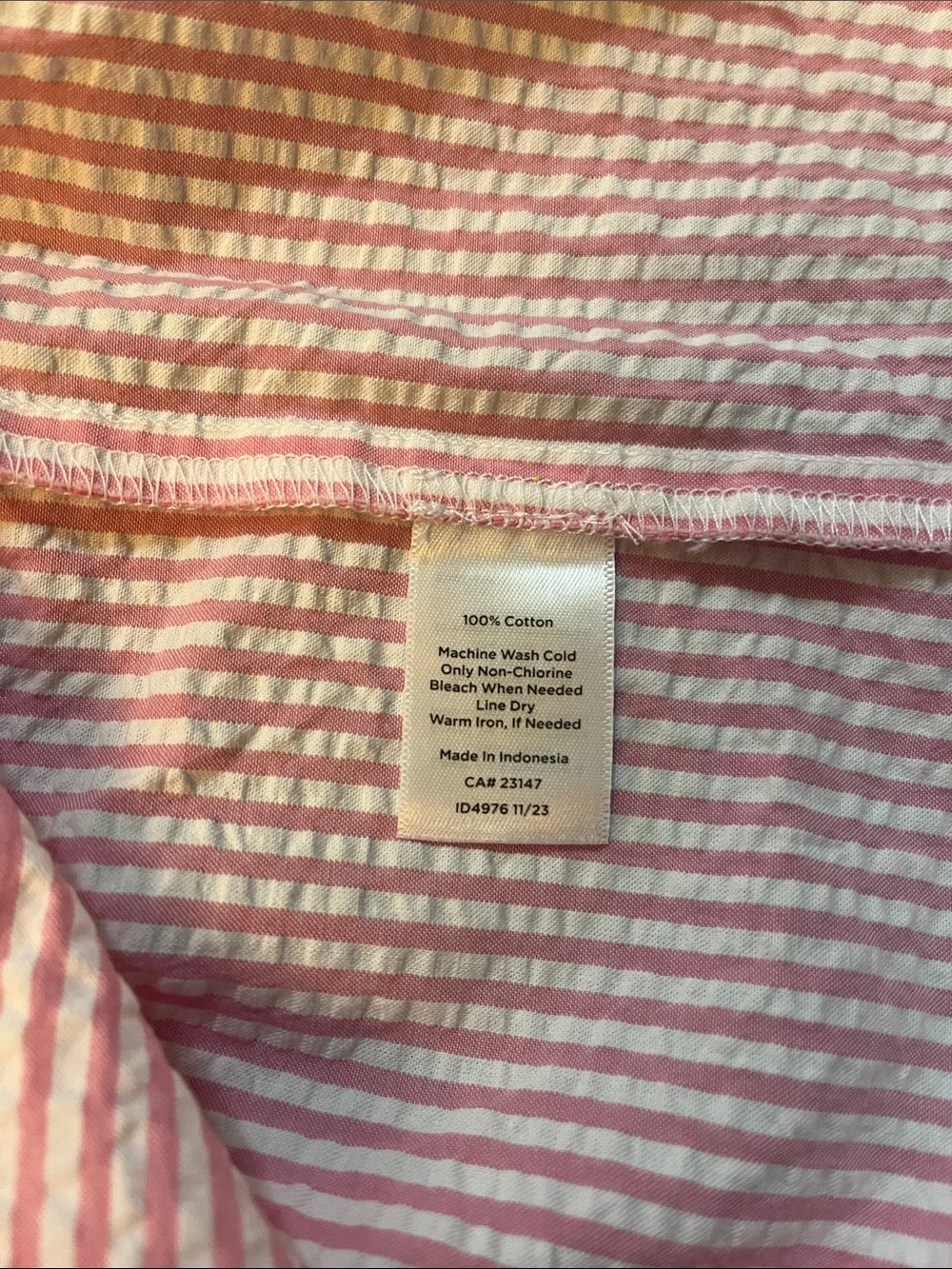 TALBOTS Pink & White Striped Tiered Short Seersucker Sleeveless Dress, Women's 8